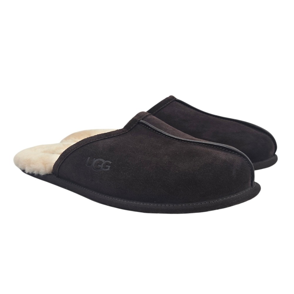 UGG Men's Scuff Slippers Espresso Dark Brown Suede Sheepskin Size 13 S/N 1101111
